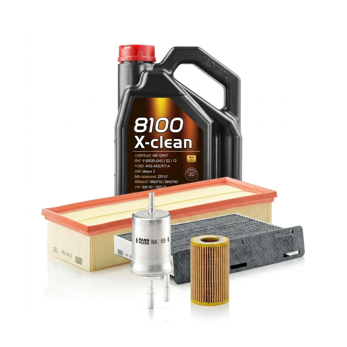 Kit revizie ulei Motul 8100 X-CLEAN 5W-40 + filtre VW Golf 5 2.0 GTI 200 CP – MANN