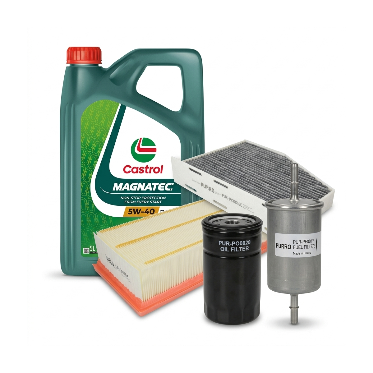 Kit revizie ulei Castrol MAGNATEC 5W-40 C3 + filtre VW Golf 5 2.0 GTI 200 CP – PURRO