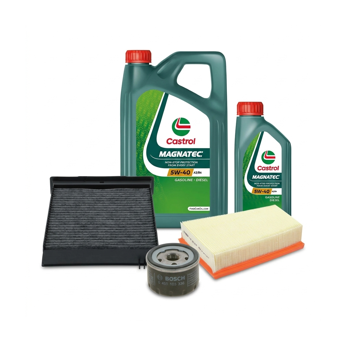 Kit revizie ulei Castrol MAGNATEC 5W-40 A3/B4 + filtre Renault Megane 2 2.0 16V Turbo 163 CP – Bosch