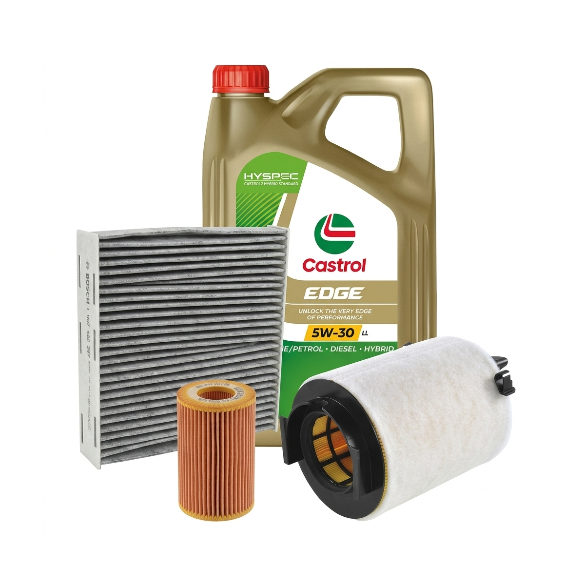 Kit revizie ulei Castrol EDGE 5W-30 LL + filtre VW Passat B6 2.0 FSI 150 CP – Bosch