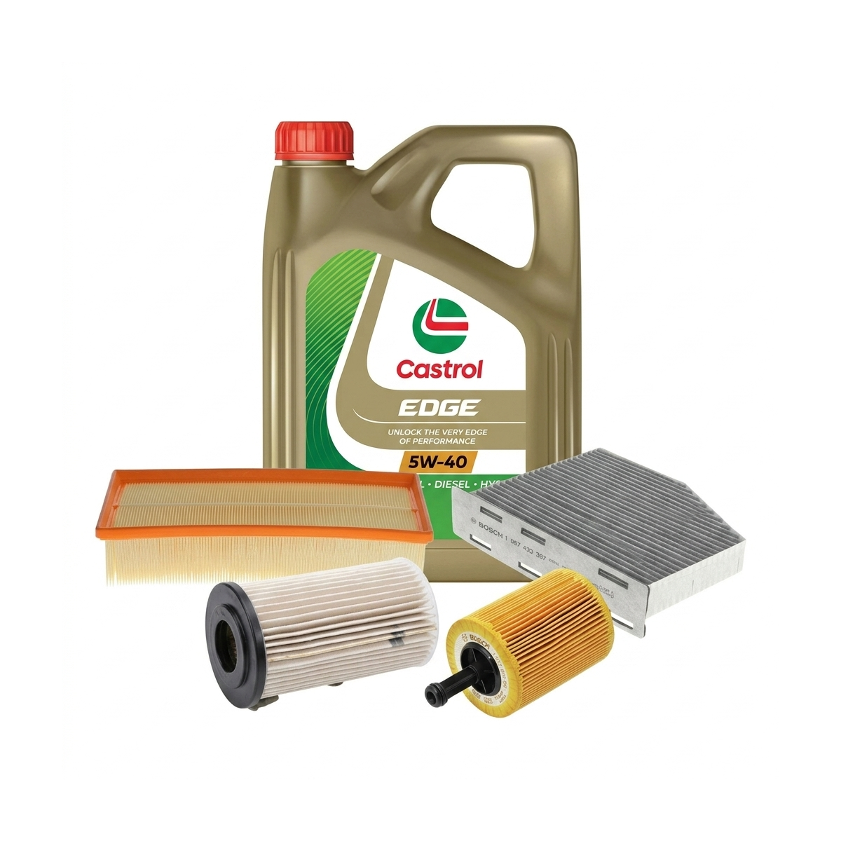 Kit revizie ulei Castrol EDGE 5W-40 + filtre VW Passat B6 2.0 TDI 16V 140 CP – Bosch
