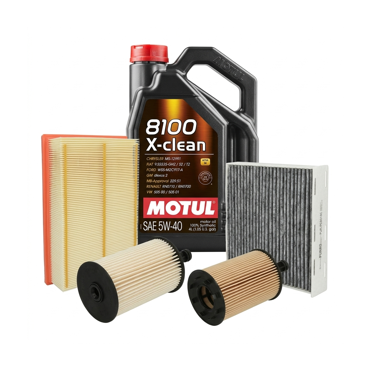 Kit revizie ulei Motul 8100 X-CLEAN 5W-40 + filtre VW Passat B6 2.0 TDI 16V 140 CP – PURRO