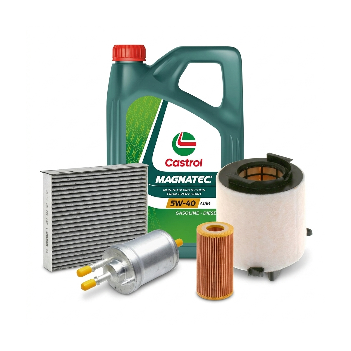 Kit revizie ulei Castrol MAGNATEC 5W-40 A3/B4 + filtre VW Jetta 3 2.0 FSI 150 CP – Bosch