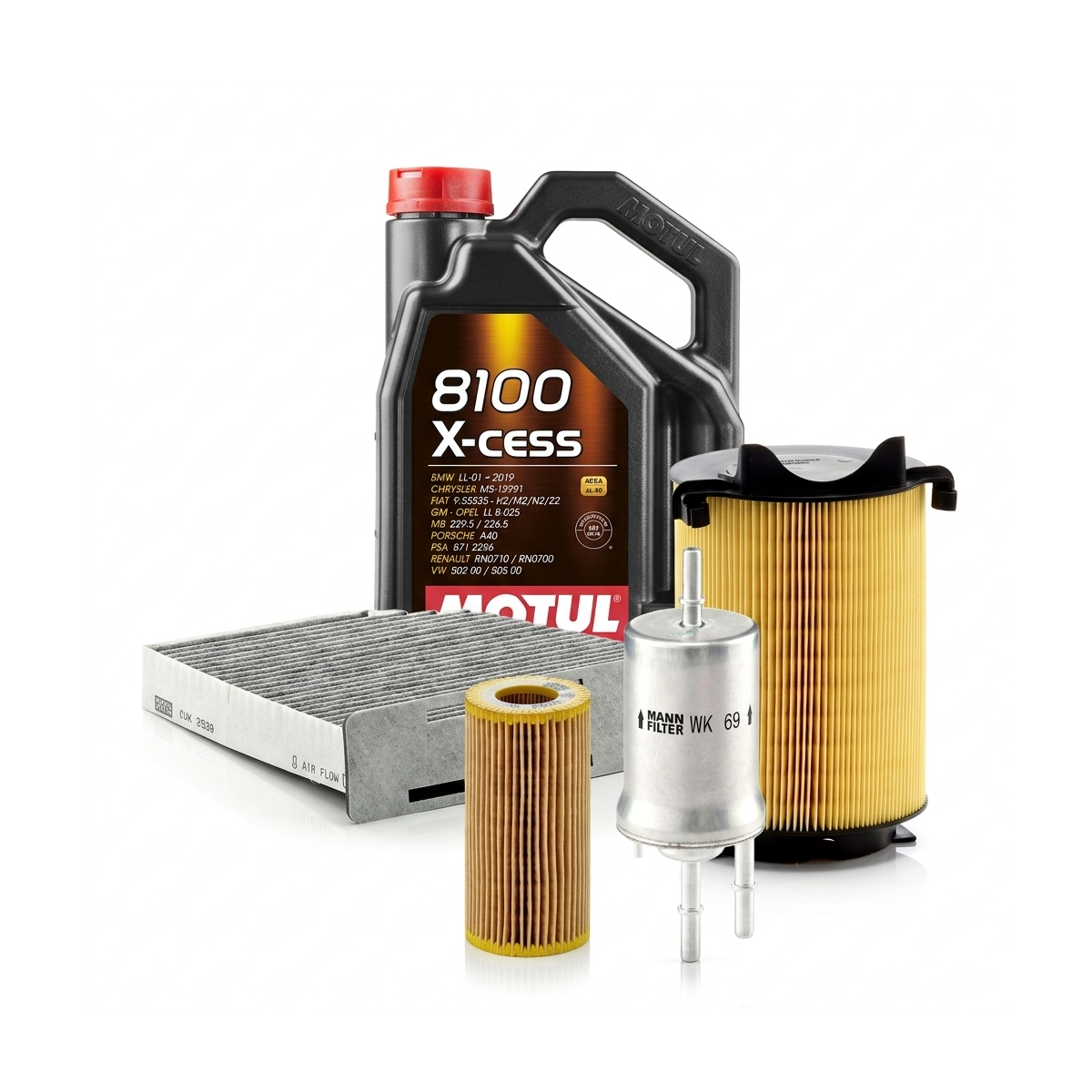 Kit revizie ulei Motul 8100 X-CESS 5W-40 + filtre VW Jetta 3 2.0 FSI 150 CP – MANN