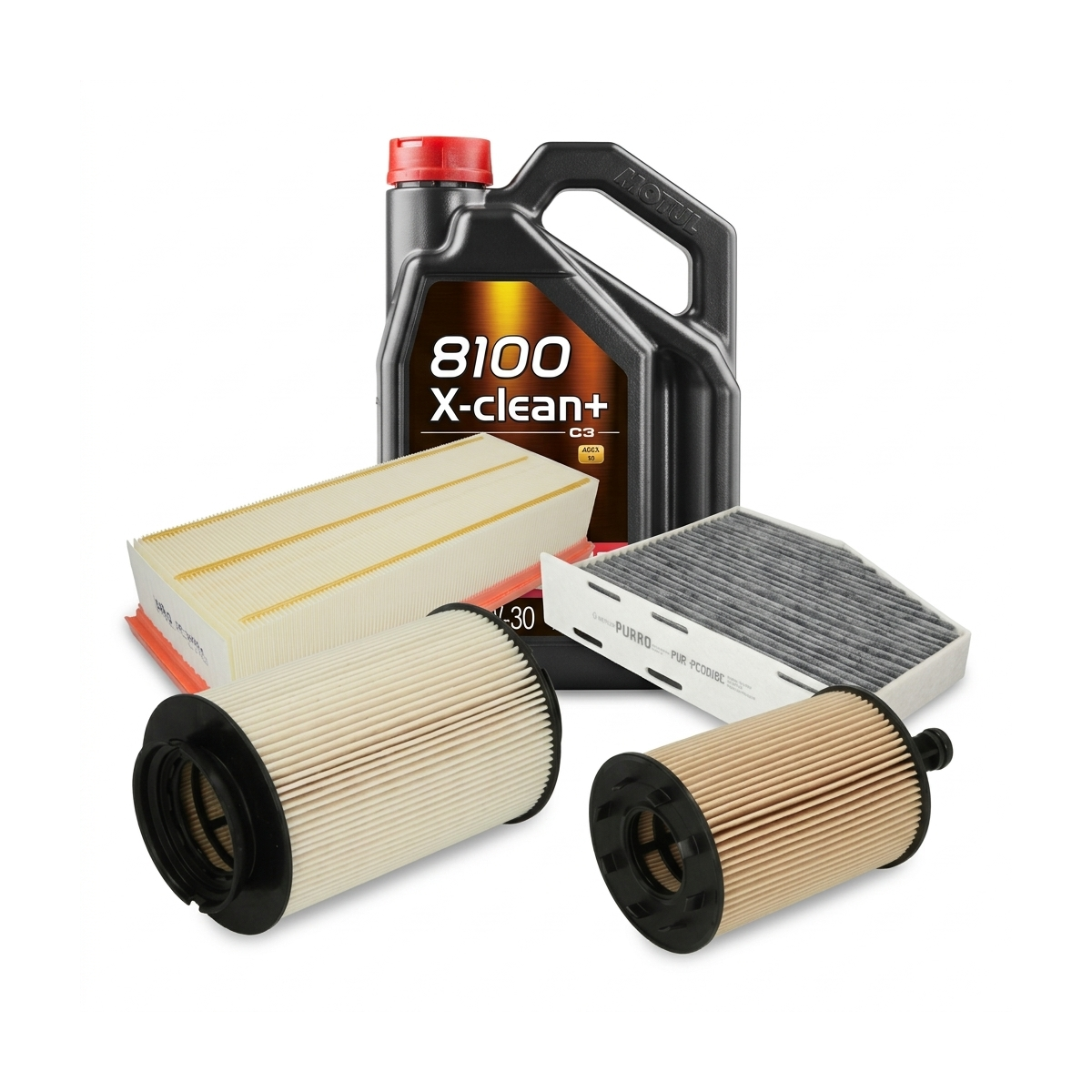 Kit revizie ulei Motul 8100 X-CLEAN+ 5W-30 + filtre VW Jetta 3 1.9 TDI 105 CP – PURRO
