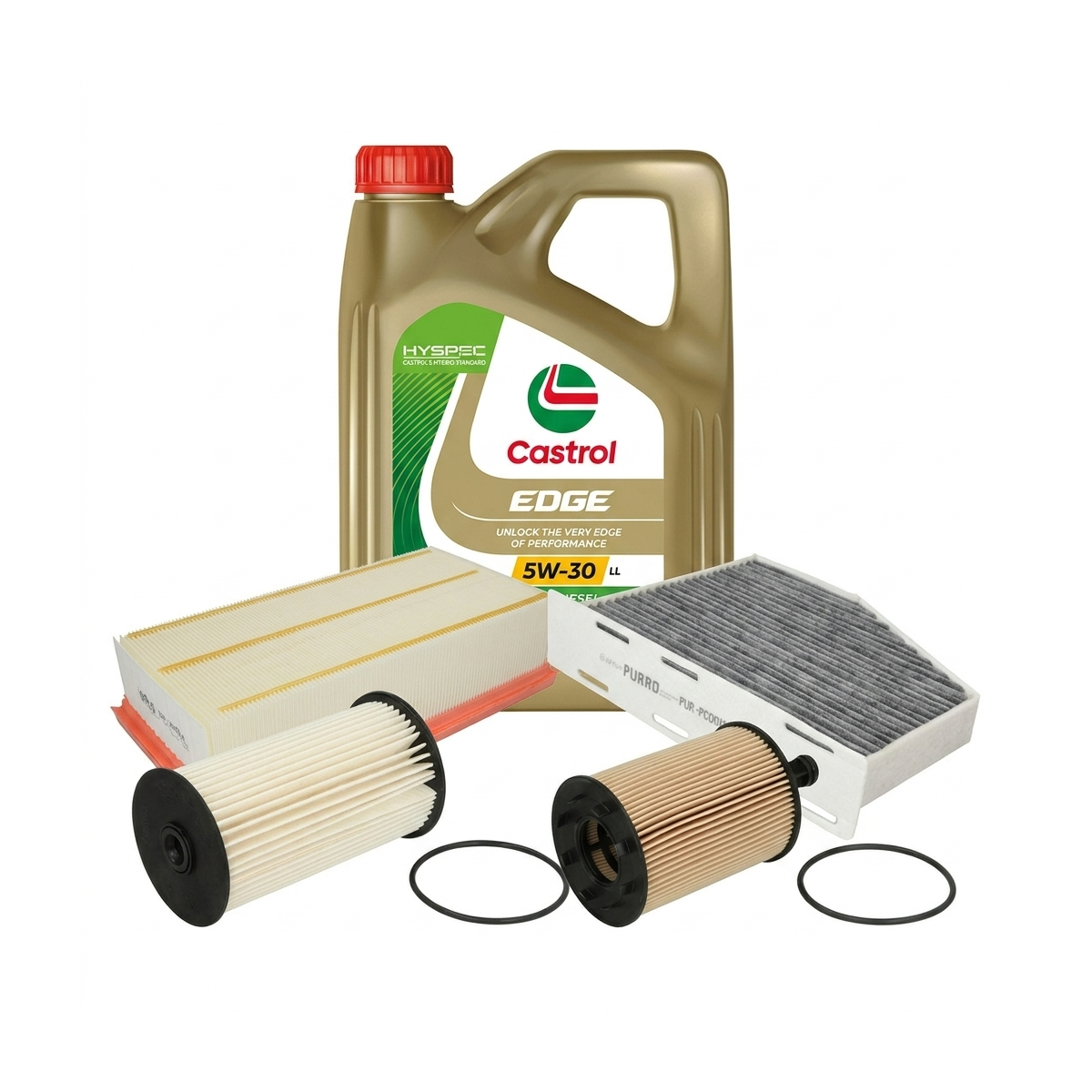 Kit revizie ulei Castrol EDGE 5W-30 LL + filtre VW Passat B6 2.0 TDI 170 CP – PURRO