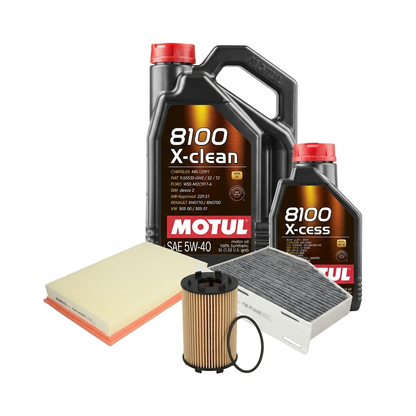 Kit revizie ulei Motul 8100 X-CLEAN 5W-40 + filtre VW Golf 5 3.2 R32 4motion 250 CP – PURRO