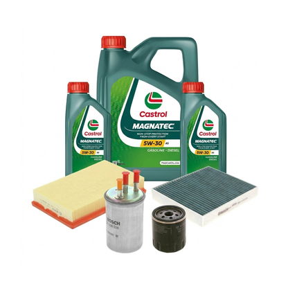 Kit revizie ulei Castrol MAGNATEC 5W-30 A5 + filtre Ford Focus 2 1.8 TDCi 115 CP – Bosch