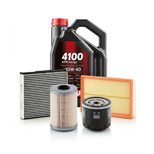 Kit revizie ulei Motul 4100 SYN-NERGY SPEC 10W-40 + filtre Renault Megane 2 1.9 dCi 110 CP – MANN