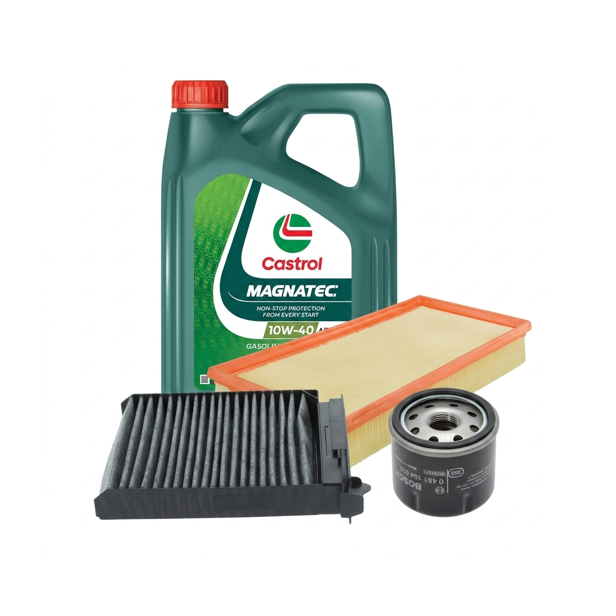 Kit revizie ulei Castrol MAGNATEC 10W-40 A/B + filtre Renault Clio 3 1.2 16V 75 CP – Bosch