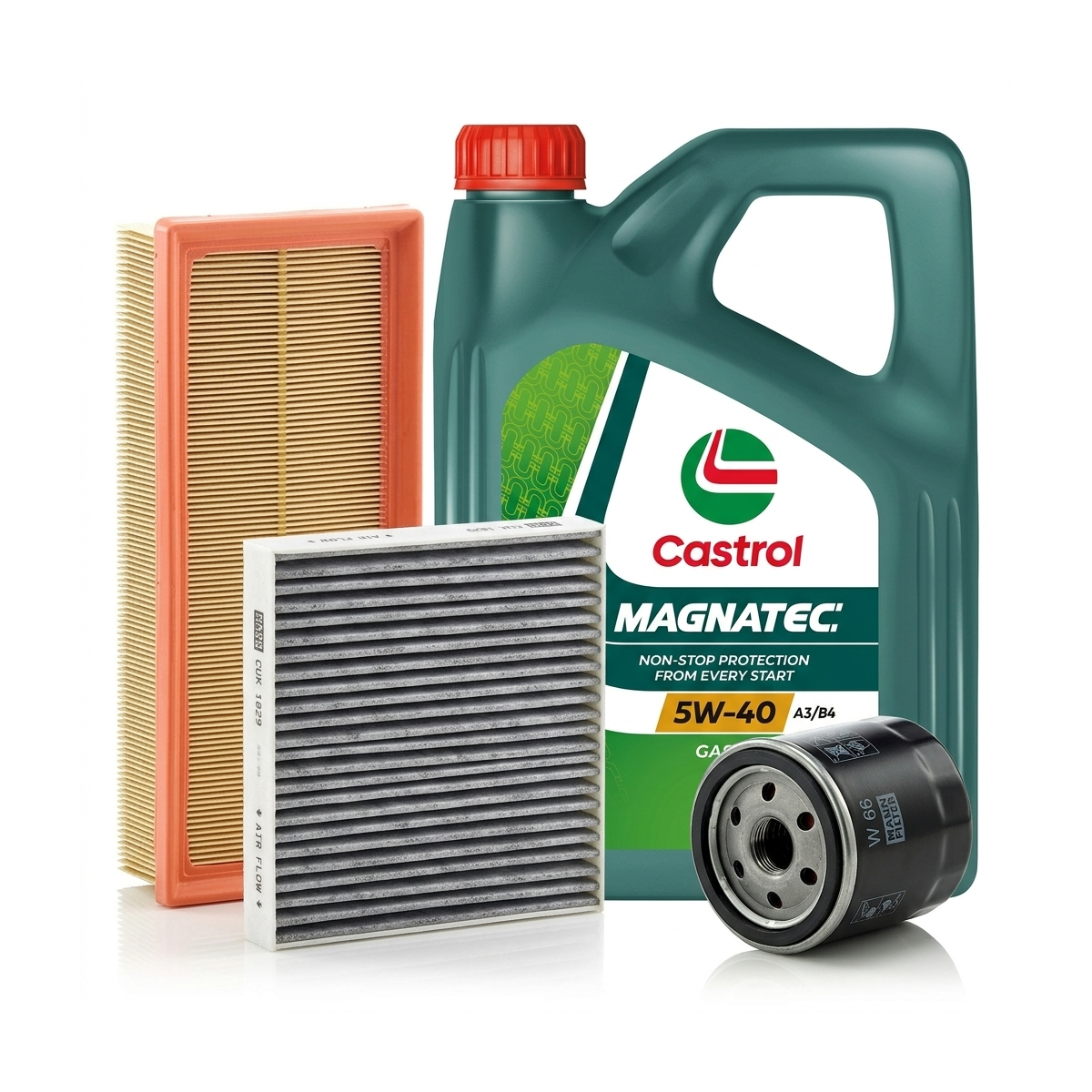 Kit revizie ulei Castrol MAGNATEC 5W-40 A3/B4 + filtre Renault Clio 3 1.2 16V 75 CP – MANN