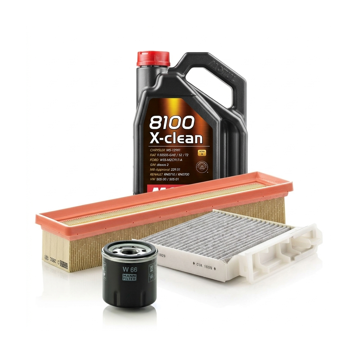 Kit revizie ulei Motul 8100 X-CLEAN 5W-40 + filtre Renault Clio 3 1.2 16V 75 CP – MANN