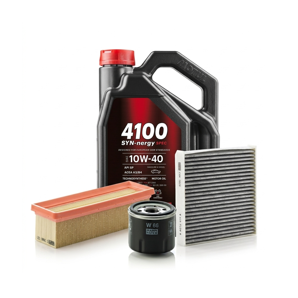 Kit revizie ulei Motul 4100 SYN-NERGY SPEC 10W-40 + filtre Renault Clio 3 1.2 16V 75 CP – MANN