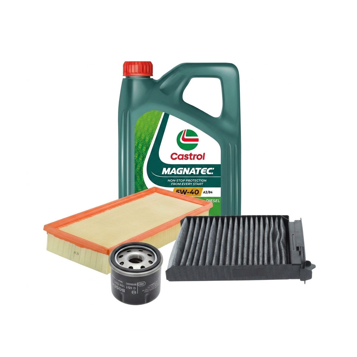 Kit revizie ulei Castrol MAGNATEC 5W-40 A3/B4 + filtre Renault Clio 3 1.2 16V 65 CP – Bosch
