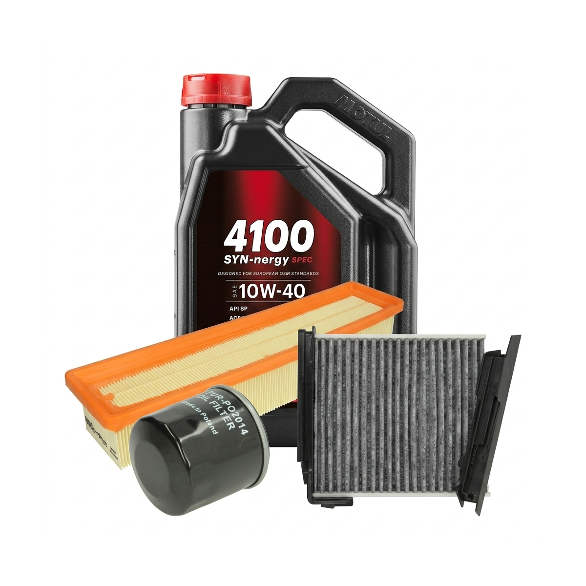 Kit revizie ulei Motul 4100 SYN-NERGY SPEC 10W-40 + filtre Renault Clio 3 1.2 16V 65 CP – PURRO