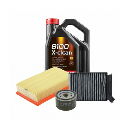 Kit revizie ulei Motul 8100 X-CLEAN 5W-40 + filtre Renault Clio 3 1.6 16V 88 CP – Bosch