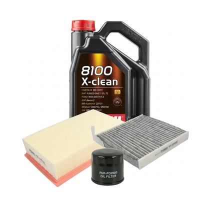 Kit revizie ulei Motul 8100 X-CLEAN 5W-40 + filtre Renault Clio 3 1.6 16V 88 CP – PURRO