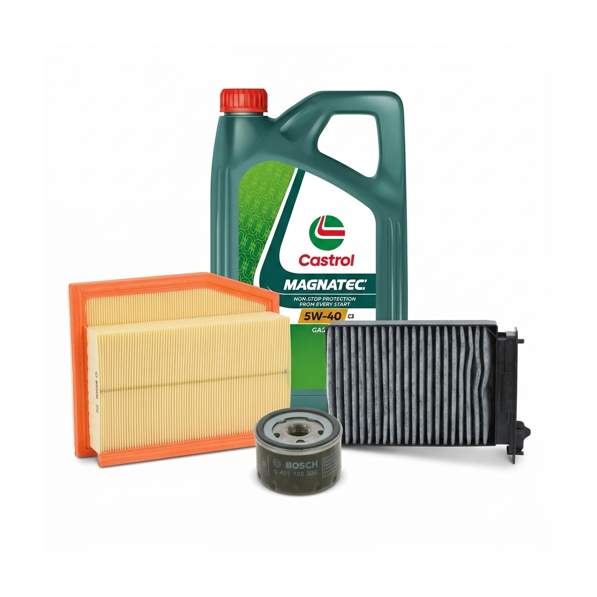 Kit revizie ulei Castrol MAGNATEC 5W-40 C3 + filtre Renault Clio 3 1.4 16V 98 CP – Bosch