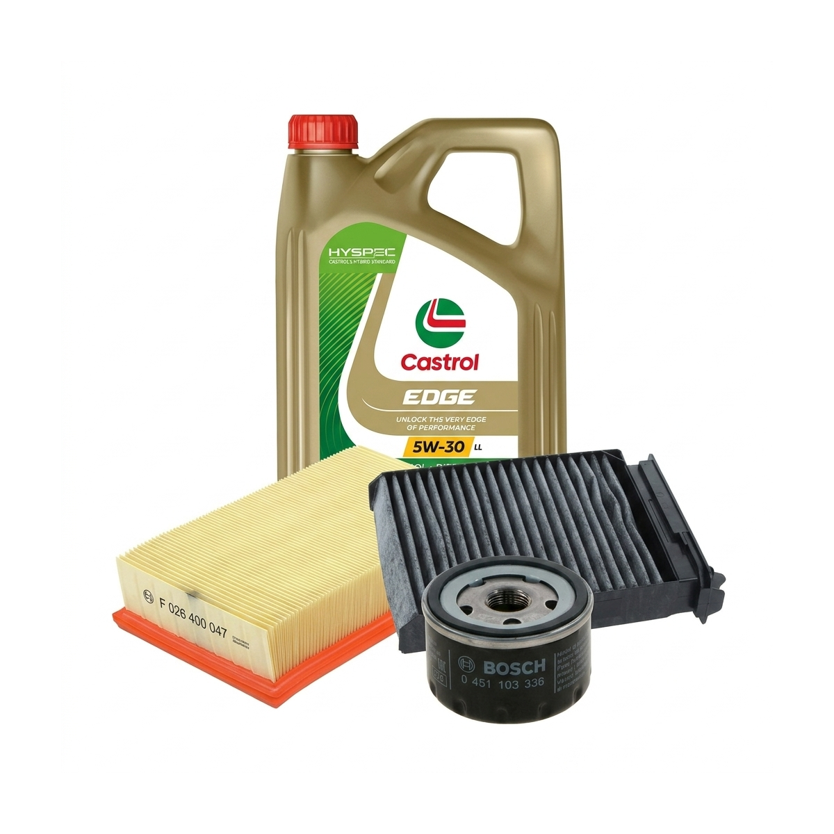 Kit revizie ulei Castrol EDGE 5W-30 LL + filtre Renault Clio 3 1.4 16V 98 CP – Bosch