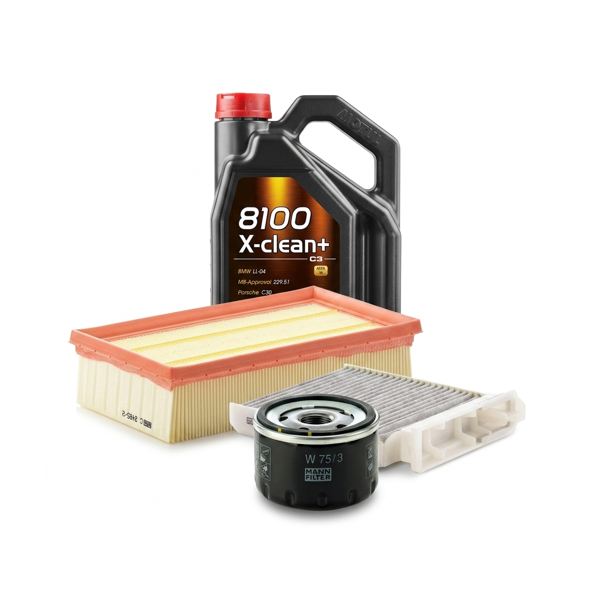 Kit revizie ulei Motul 8100 X-CLEAN+ 5W-30 + filtre Renault Clio 3 1.4 16V 98 CP – MANN
