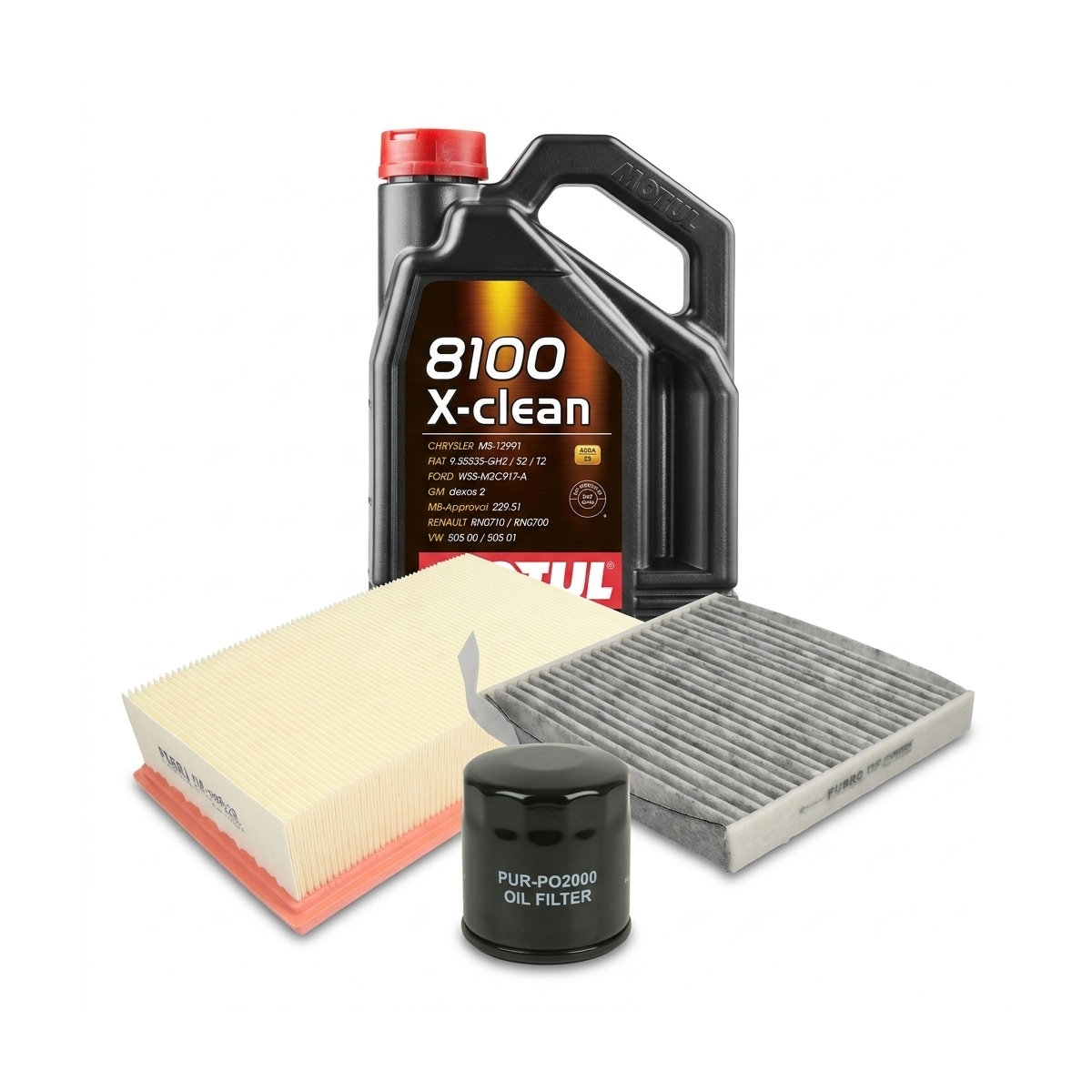 Kit revizie ulei Motul 8100 X-CLEAN 5W-40 + filtre Renault Clio 3 1.4 16V 98 CP – PURRO