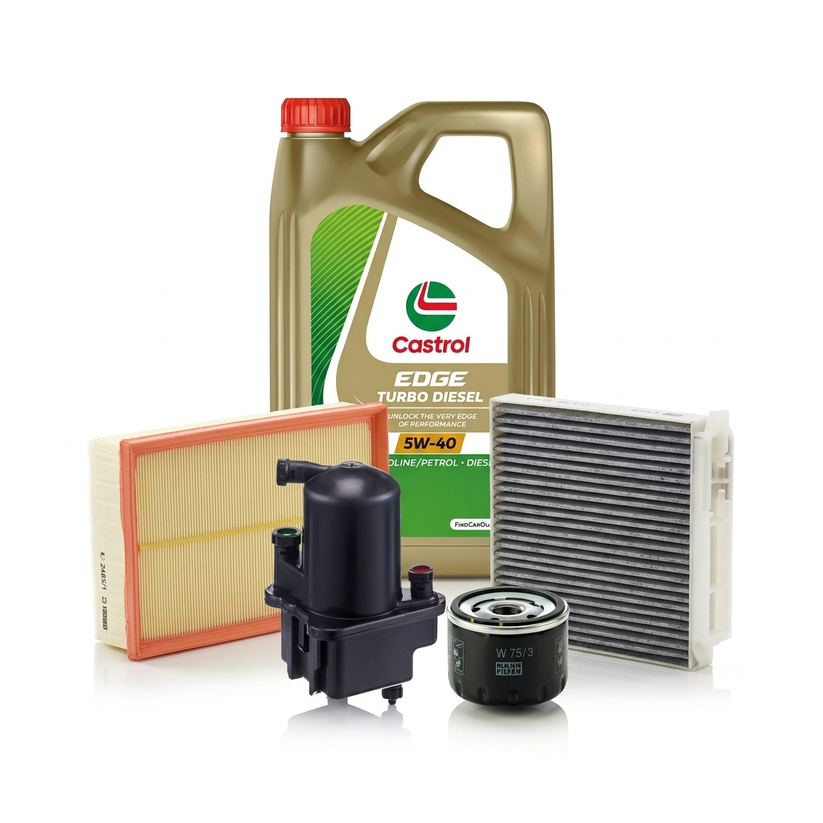 Kit revizie ulei Castrol EDGE Turbo Diesel 5W-40 + filtre Renault Clio 3 1.5 dCi 106 CP – MANN