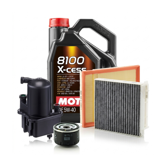 Kit revizie ulei Motul 8100 X-CESS 5W-40 + filtre Renault Clio 3 1.5 dCi 106 CP – MANN