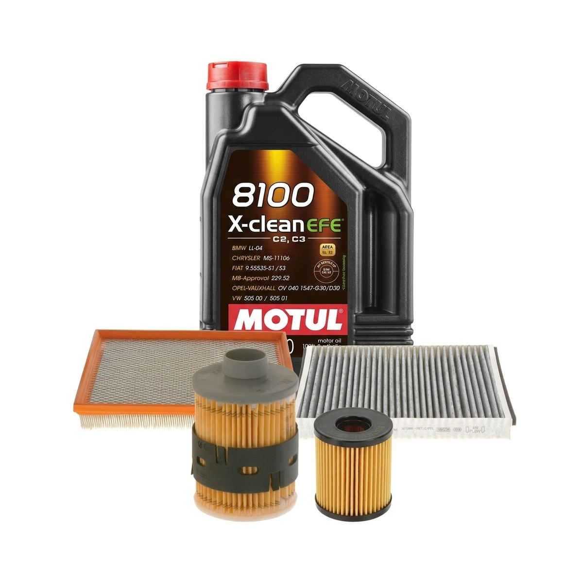 Kit revizie ulei Motul 8100 X-CLEAN EFE 5W-30 + filtre Opel Astra H 1.3 CDTI 90 CP – Bosch