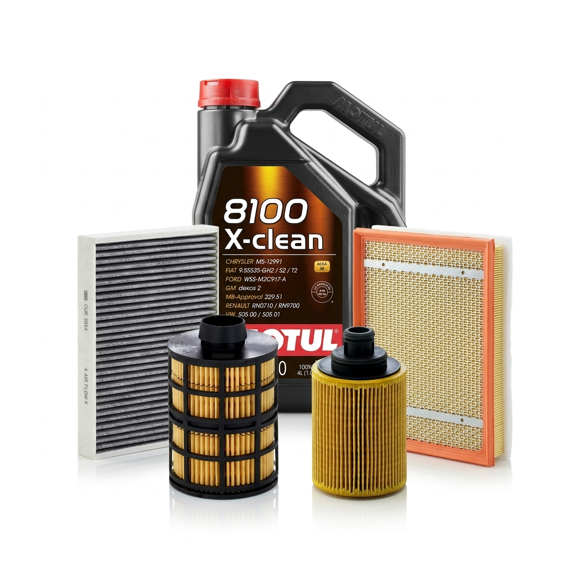 Kit revizie ulei Motul 8100 X-CLEAN 5W-40 + filtre Opel Astra H 1.3 CDTI 90 CP – MANN