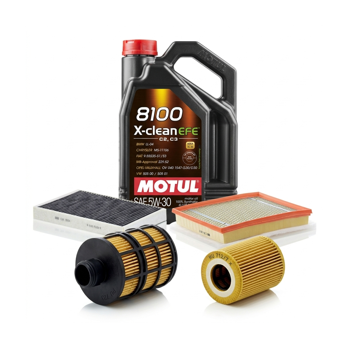 Kit revizie ulei Motul 8100 X-CLEAN EFE 5W-30 + filtre Opel Astra H 1.3 CDTI 90 CP – MANN