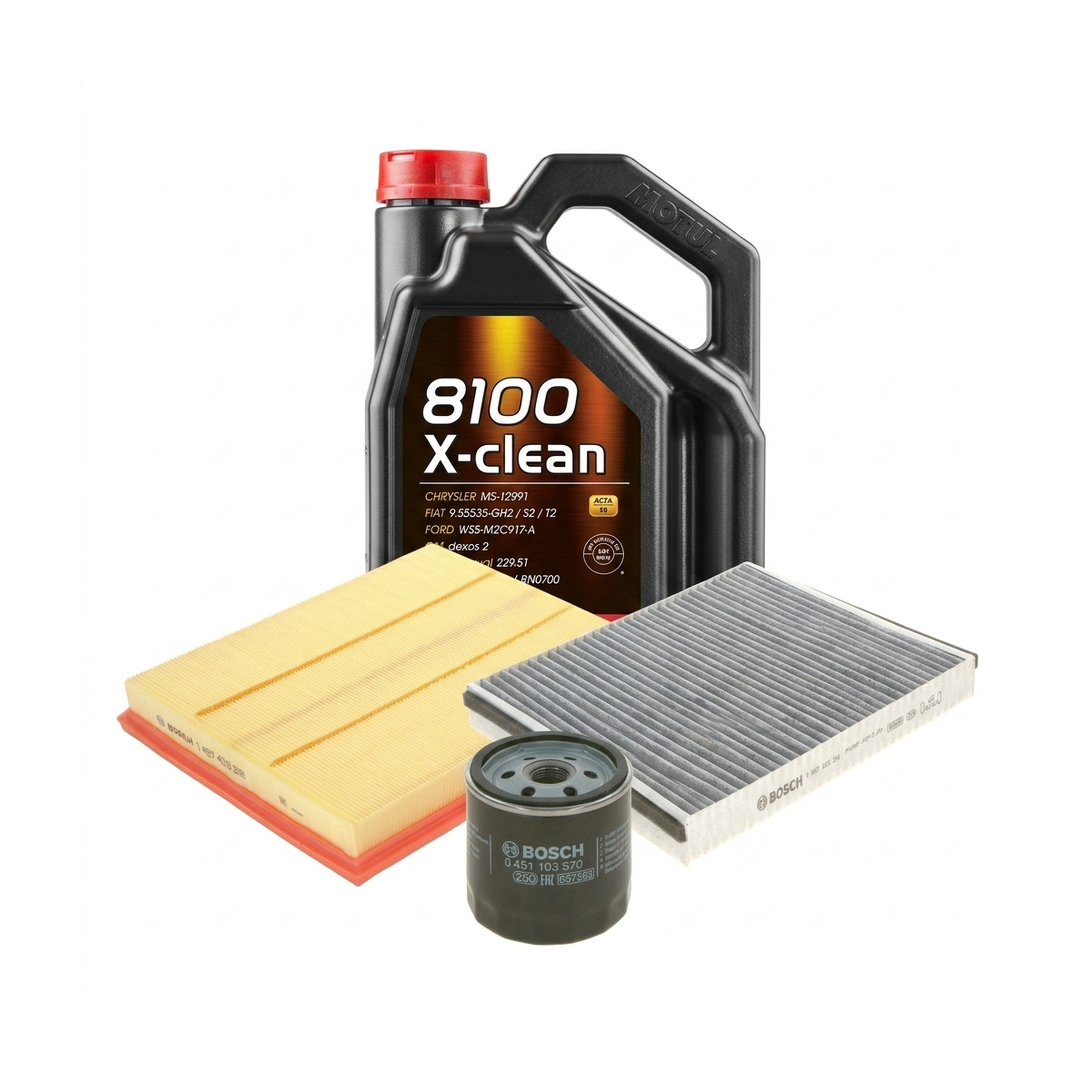Kit revizie ulei Motul 8100 X-CLEAN 5W-40 + filtre Opel Astra H 2.0 Turbo 240 CP – Bosch
