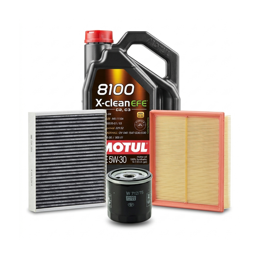 Kit revizie ulei Motul 8100 X-CLEAN EFE 5W-30 + filtre Opel Astra H 2.0 Turbo 240 CP – MANN