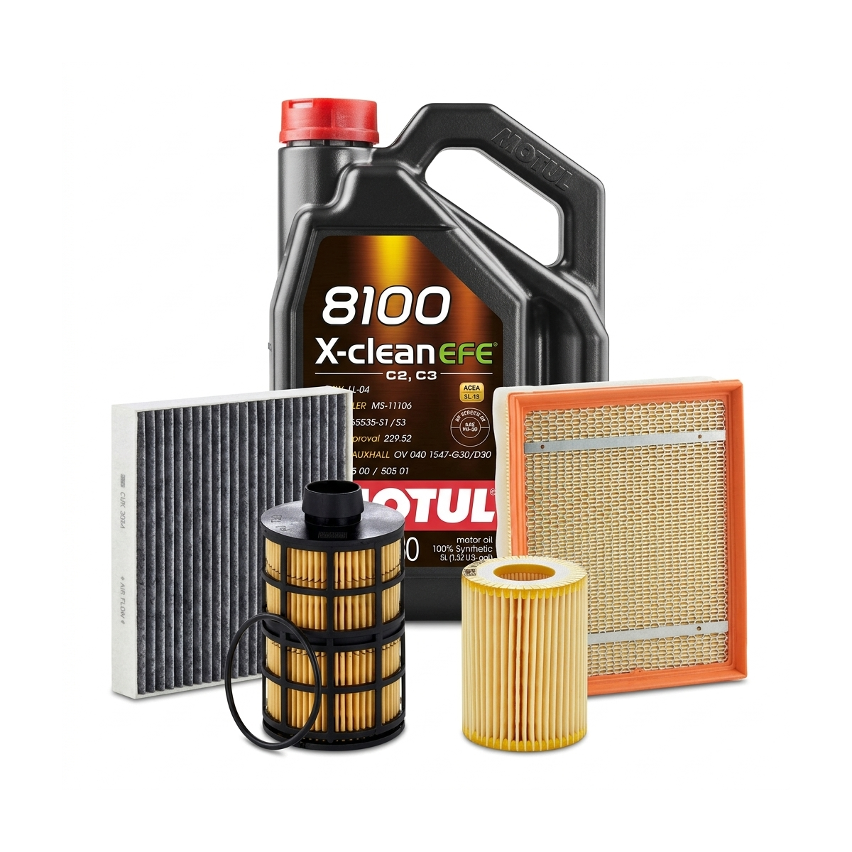 Kit revizie ulei Motul 8100 X-CLEAN EFE 5W-30 + filtre Opel Astra H 1.9 CDTI 120 CP – MANN