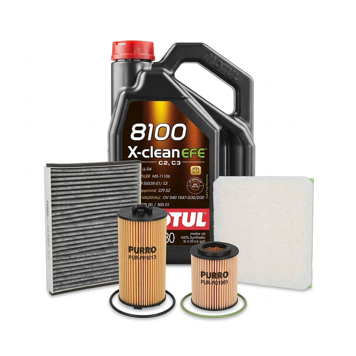Kit revizie ulei Motul 8100 X-CLEAN EFE 5W-30 + filtre Opel Astra H 1.9 CDTI 120 CP – PURRO