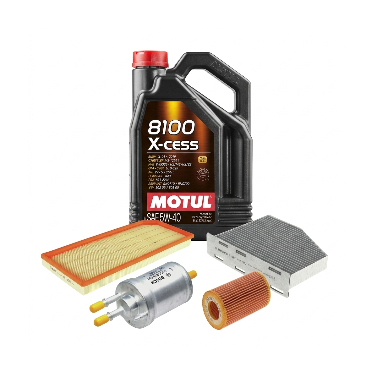 Kit revizie ulei Motul 8100 X-CESS 5W-40 + filtre VW Jetta 3 2.0 TFSI 200 CP – Bosch