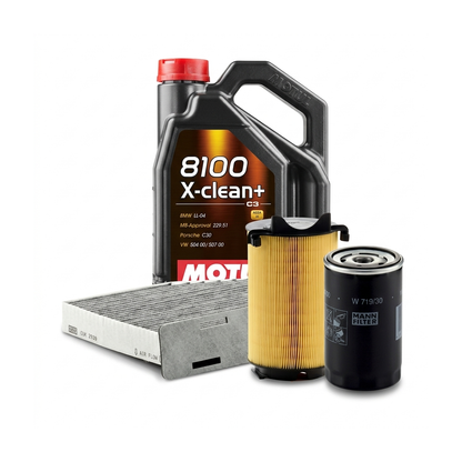 Kit revizie ulei Motul 8100 X-CLEAN+ 5W-30 + filtre VW Passat B6 1.6 102 CP – MANN