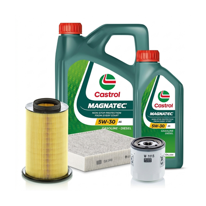Kit revizie ulei Castrol MAGNATEC 5W-30 A5 + filtre Ford Focus 2 1.8 Flexifuel 125 CP – MANN