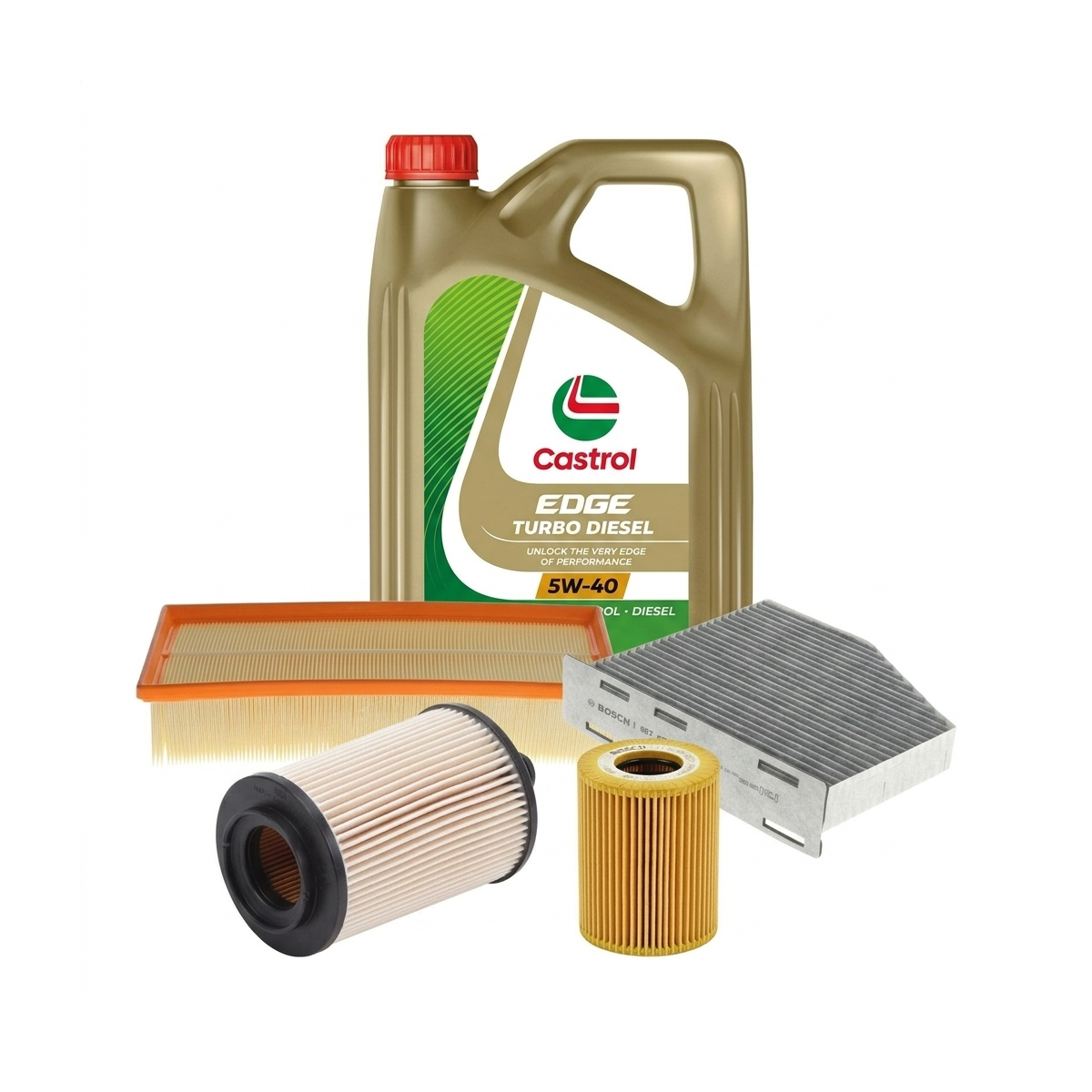 Kit revizie ulei Castrol EDGE Turbo Diesel 5W-40 + filtre VW Golf 5 2.0 TDI 136 CP – Bosch