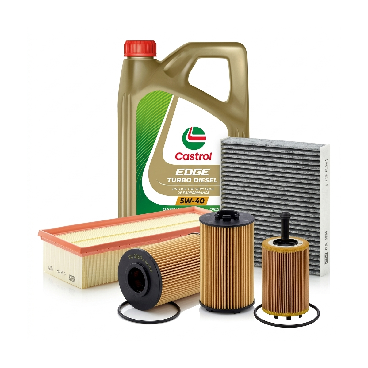 Kit revizie ulei Castrol EDGE Turbo Diesel 5W-40 + filtre VW Golf 5 2.0 TDI 136 CP – MANN