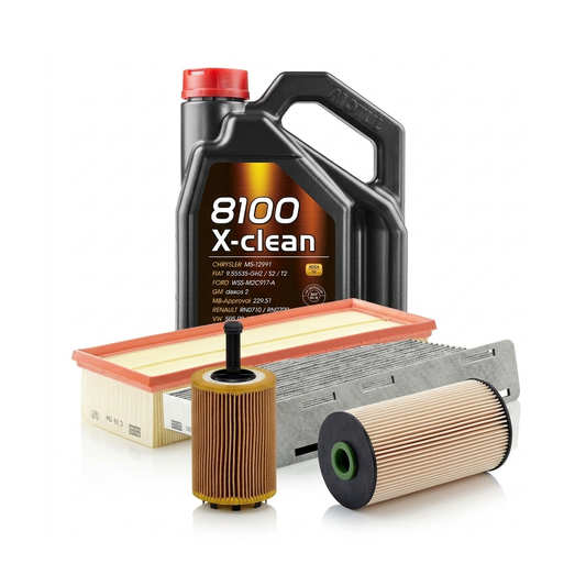 Kit revizie ulei Motul 8100 X-CLEAN 5W-40 + filtre VW Golf 5 2.0 TDI 136 CP – MANN