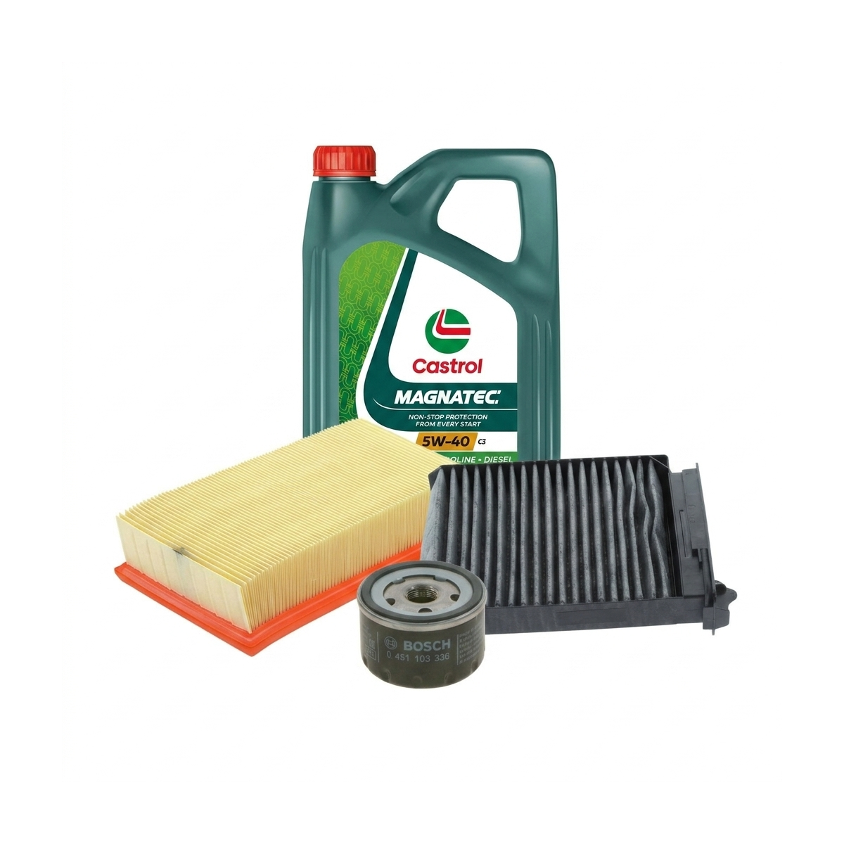 Kit revizie ulei Castrol MAGNATEC 5W-40 C3 + filtre Renault Clio 3 2.0 16V Sport 197 CP – Bosch