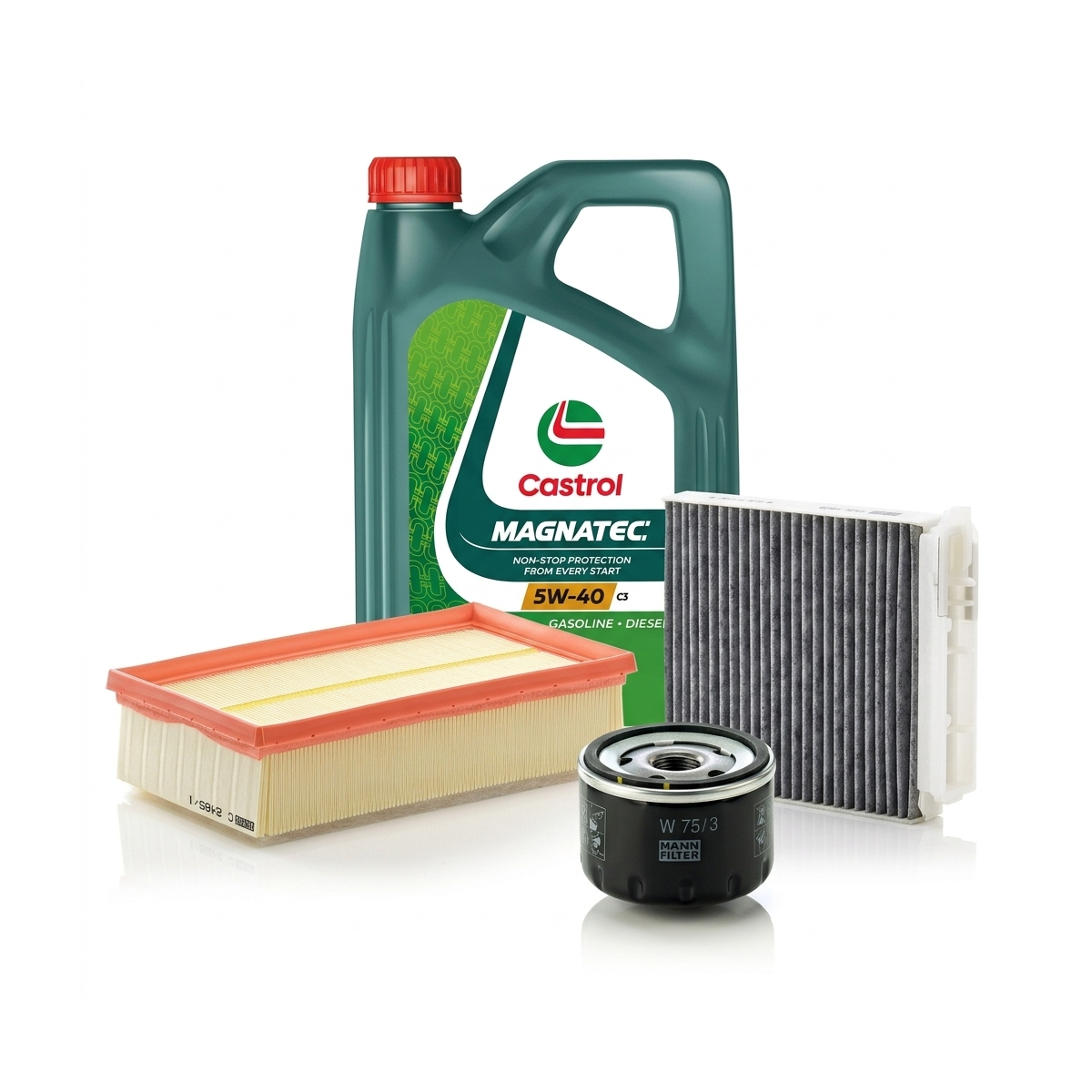 Kit revizie ulei Castrol MAGNATEC 5W-40 C3 + filtre Renault Clio 3 2.0 16V Sport 197 CP – MANN