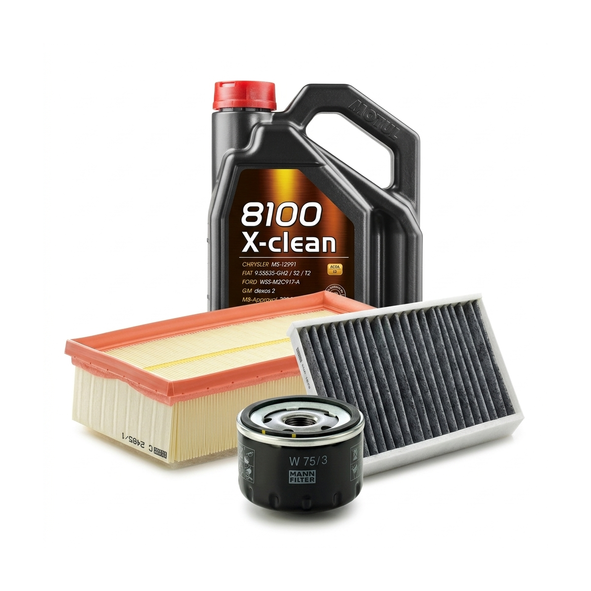 Kit revizie ulei Motul 8100 X-CLEAN 5W-40 + filtre Renault Clio 3 2.0 16V Sport 197 CP – MANN