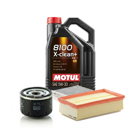 Kit revizie ulei Motul 8100 X-CLEAN+ 5W-30 + filtre Renault Clio 3 2.0 16V Sport 197 CP – MANN