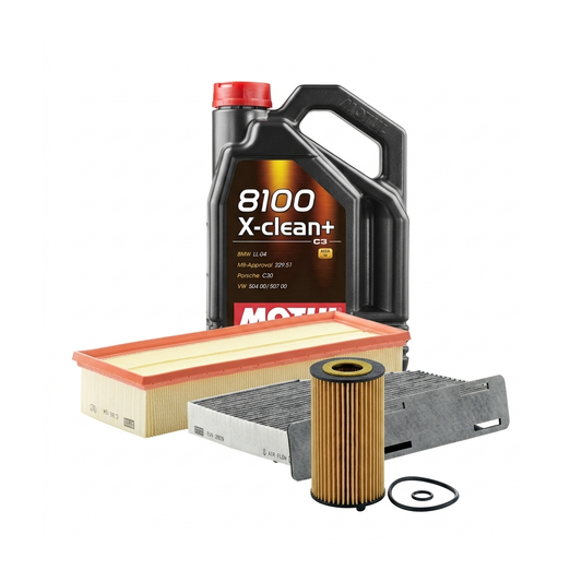 Kit revizie ulei Motul 8100 X-CLEAN+ 5W-30 + filtre VW Passat B6 2.0 TFSI 200 CP – MANN