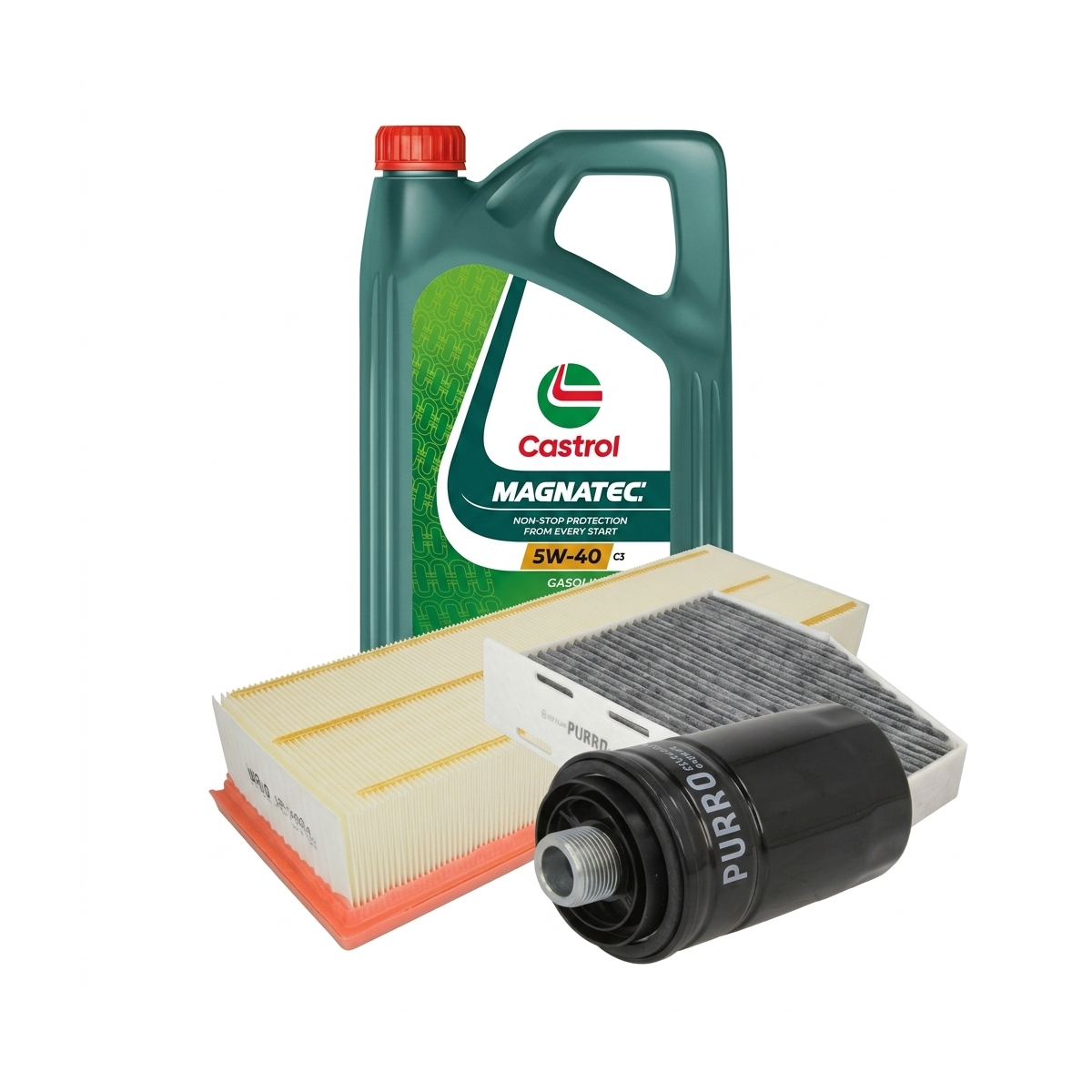 Kit revizie ulei Castrol MAGNATEC 5W-40 C3 + filtre VW Passat B6 2.0 TFSI 200 CP – PURRO