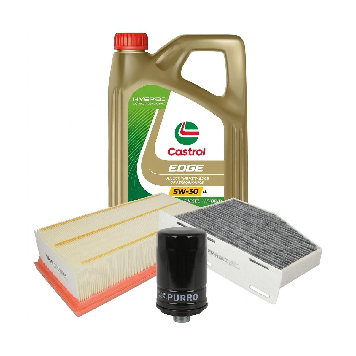 Kit revizie ulei Castrol EDGE 5W-30 LL + filtre VW Passat B6 2.0 TFSI 200 CP – PURRO