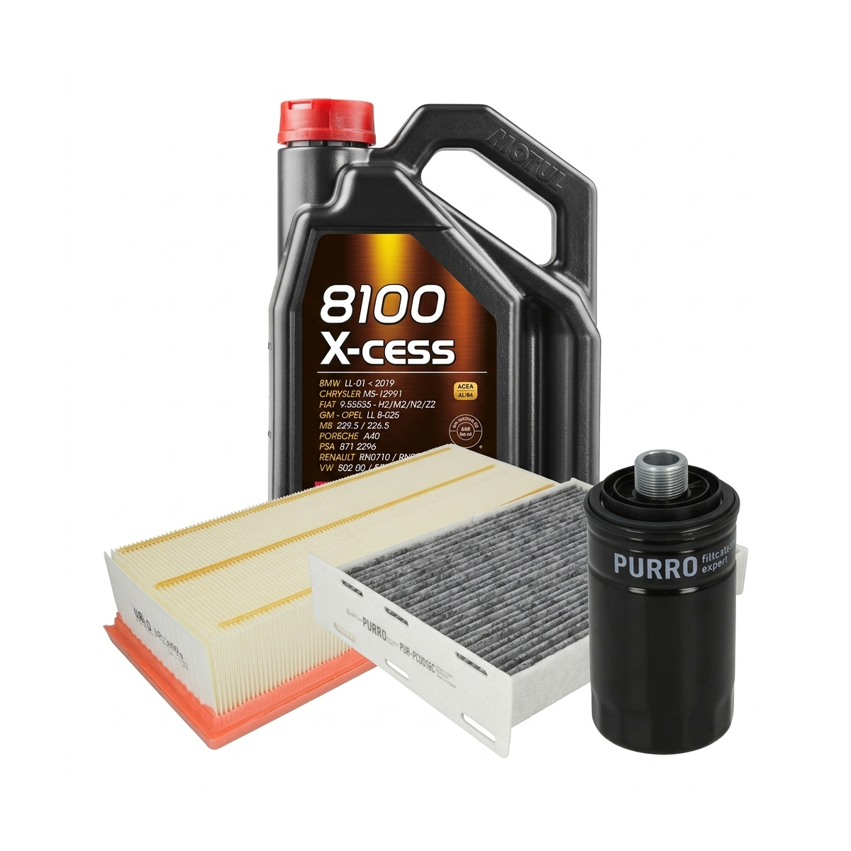 Kit revizie ulei Motul 8100 X-CESS 5W-40 + filtre VW Passat B6 2.0 TFSI 200 CP – PURRO