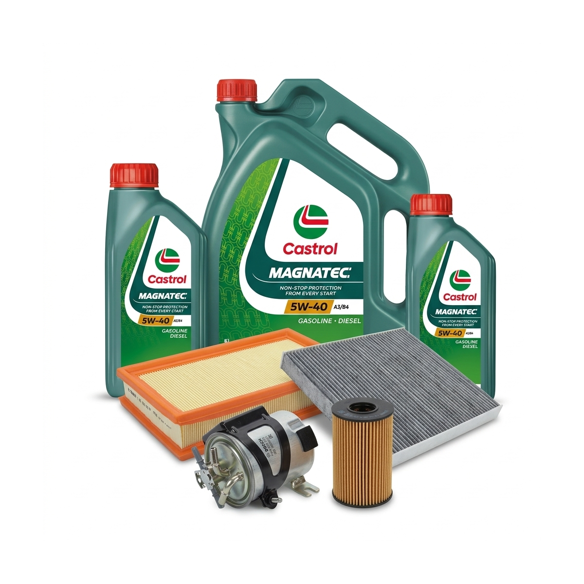Kit revizie ulei Castrol MAGNATEC 5W-40 A3/B4 + filtre Renault Megane 2 2.0 dCi 150 CP – Bosch