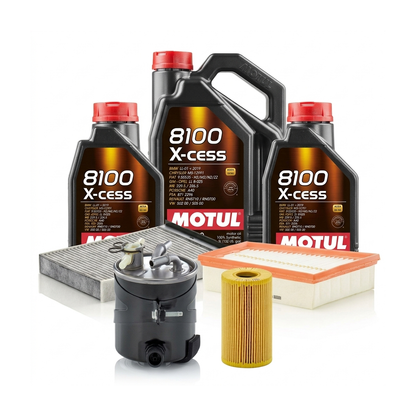 Kit revizie ulei Motul 8100 X-CESS 5W-40 + filtre Renault Megane 2 2.0 dCi 150 CP – MANN